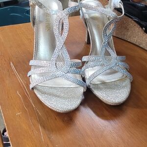 Nina Sparkling Silver Strappy Heels